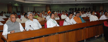 A view of the MPs attending a Talk by the Foreign Secretary, Shri Shivshankar Menon on "Foreign Policy : India&rsquo;s Challenges & Opportunities&rdquo;, as part of Lecture Series for MPs, organized by the Bureau of Parliamentary Studies and Training of the Lok Sabha Secretariat in Parliament Library Building on 21 July 2009. 