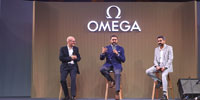 From Left to Right, Fredric Nardin, Vice President, Sales, Abhishek Bachchan, Sumit Sharma, Brand Head, Omega India