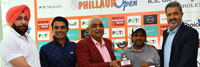 Champion Wasim Khan (4th from left) receives the winner's cheque and trophy from R S Gill, Presenting Partner for the Tournament (3rd from left), Jaiveer Shergill, National Spokesperson, BJP (2nd from left), Paramjit Singh Pannu, Secretary, Ranjitgarh Golf Club (extreme left) and Amandeep Johl, CEO, PGTI (extreme right).